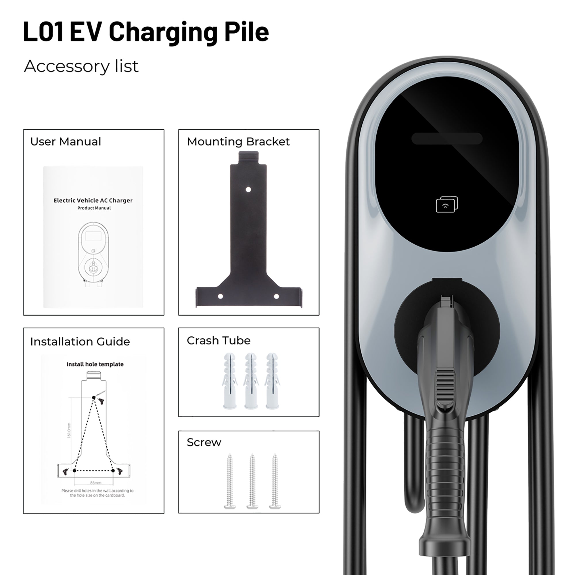 Level 2 EV Charger, RFID Card, NEMA 14-50 Plug, 23ft Cable, Indoor/Outdoor Home Car Charging Station, Compatible with Tesla, Chevy, Nissan, Ford, BMW, J1772 EVs