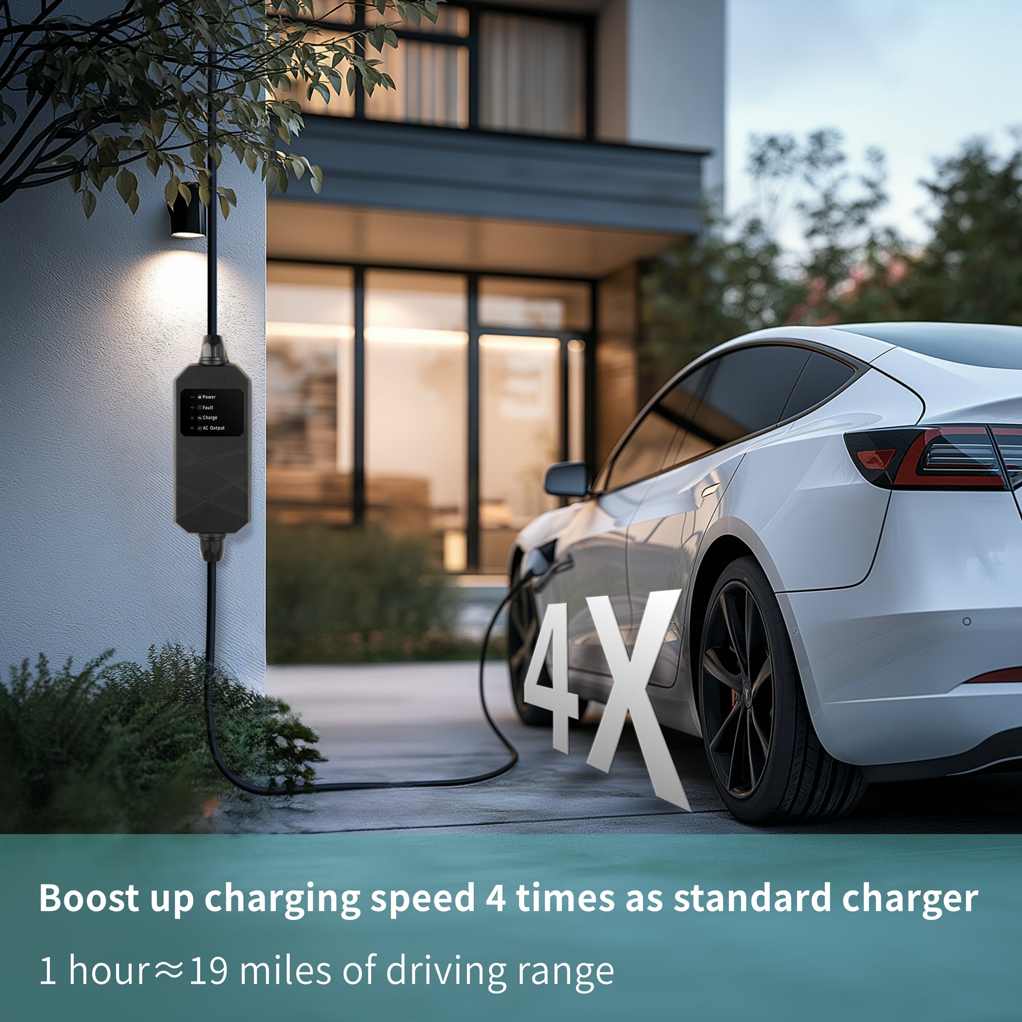 MAX GREEN Level 1+ 2 EV Charge Portable EV Charger, 16 Amp 240V, 25FT Cable with NEMA 5-15 Plug \NEMA 6-20 Plug and NEMA 5-15 Adapter for J1772 BEV/PHEV Home Electric Vehicle Charging Stations